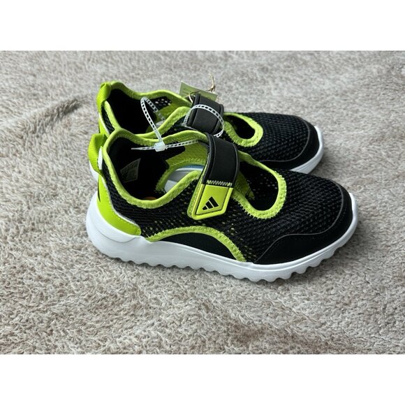 Adidas Summerflex C Kids Training Shoes Black Neon Yellow Mesh Slip On US 3 NWT - Picture 5 of 12